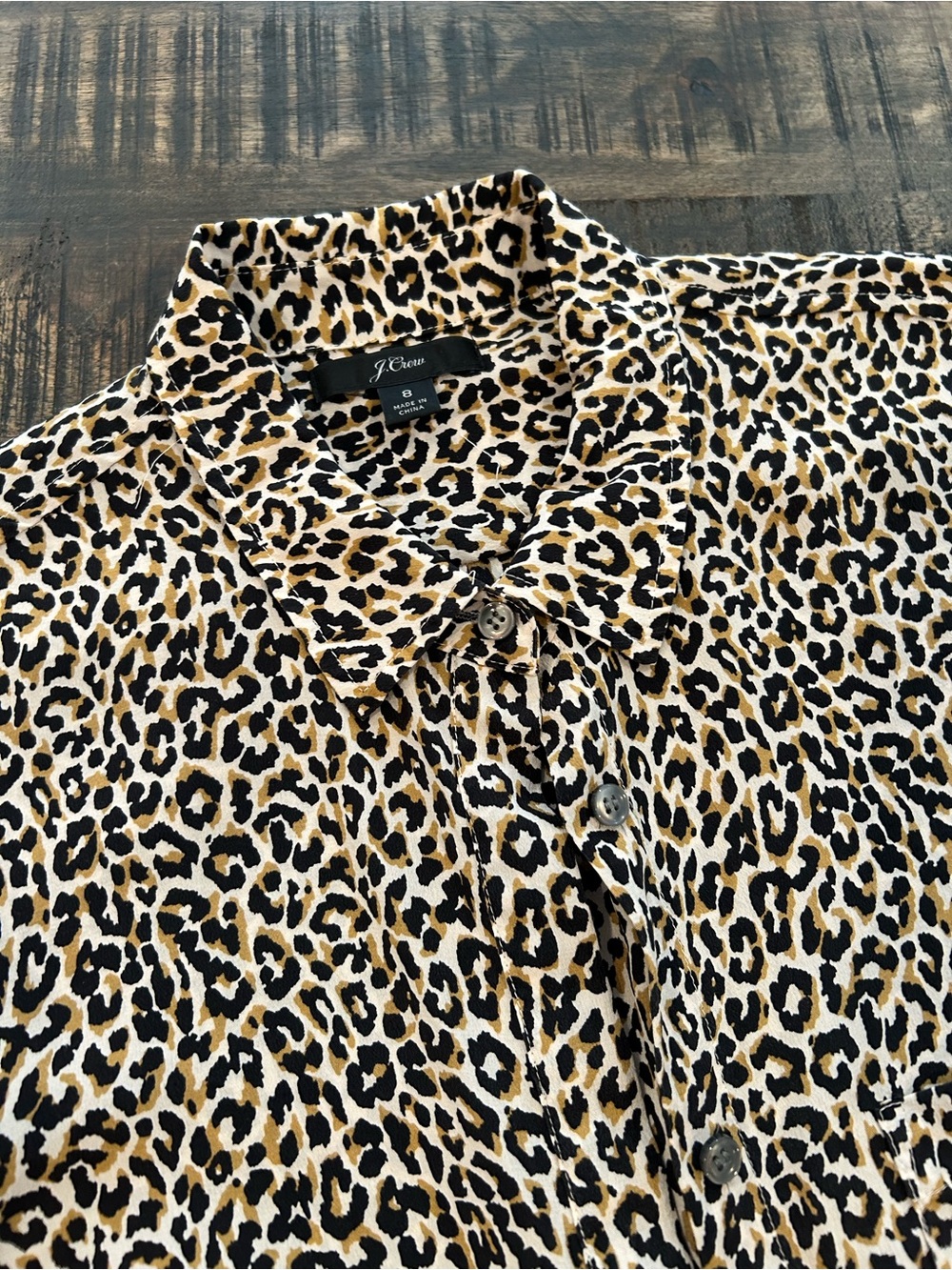 J Crew Silk Leopard Print Blouse Size 8 Animal Shirt Top